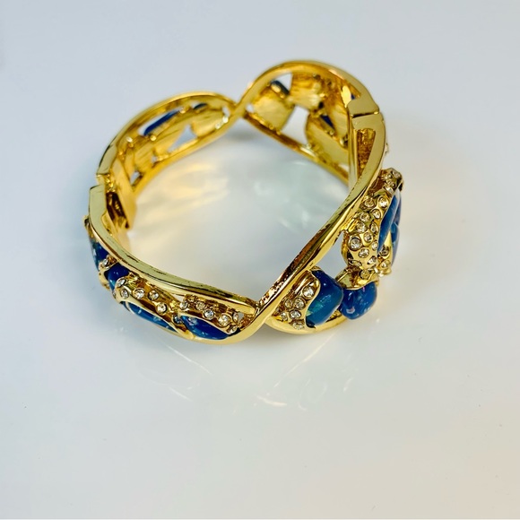 Kara Ross Blue Resin and Clear Crystal Bangle Bracelet - Picture 4 of 12